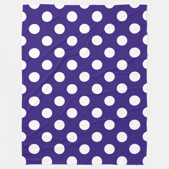 Weiße Polka-Punkte auf dunkelblau Fleecedecke (Vorderseite)