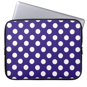 Weiße Polka-Punkte auf dunkelblau Laptopschutzhülle