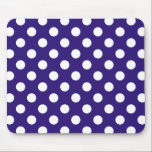 Weiße Polka-Punkte auf dunkelblau Mousepad<br><div class="desc">Weiße Polka-Punkte auf dunkelblau</div>