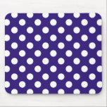 Weiße Polka-Punkte auf dunkelblau Mousepad<br><div class="desc">Weiße Polka-Punkte auf dunkelblau</div>