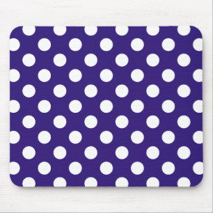 Weiße Polka-Punkte auf dunkelblau Mousepad