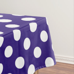 Weiße Polka-Punkte auf dunkelblau Tischdecke