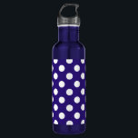 Weiße Polka-Punkte auf dunkelblau Trinkflasche<br><div class="desc">Weiße Polka-Punkte auf dunkelblau</div>