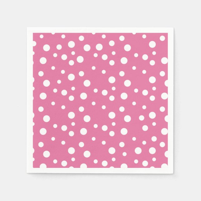 Weiße Polka-Punkte auf dunkelrosa Serviette (Vorderseite)