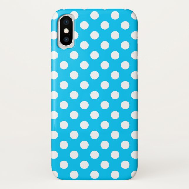 Weiße Polka Punkte auf elektrischem Blau Case-Mate iPhone Hülle (Rückseite)