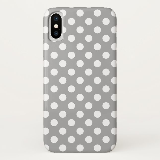 Weiße Polka-Punkte auf grau Case-Mate iPhone Hülle (Rückseite)