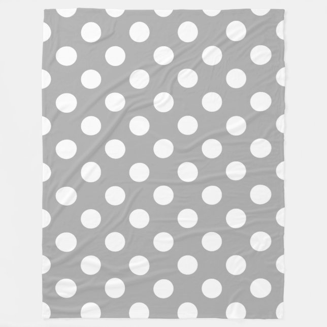 Weiße Polka-Punkte auf grau Fleecedecke (Vorderseite)