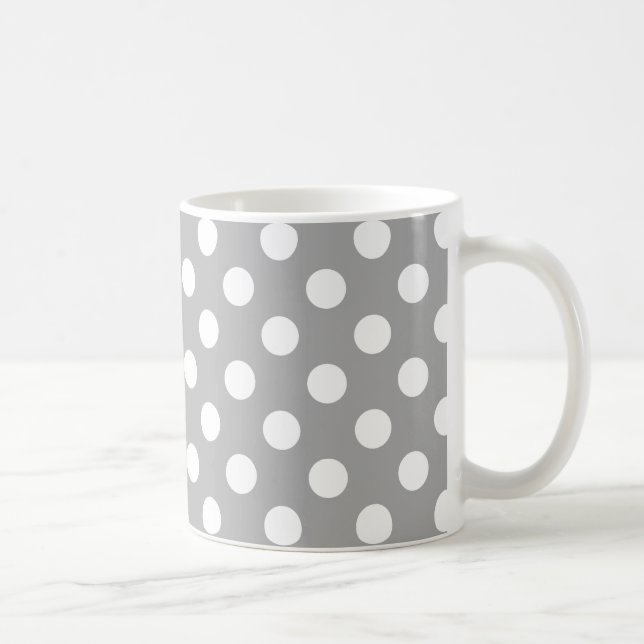 Weiße Polka-Punkte auf grau Kaffeetasse (Rechts)