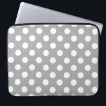 Weiße Polka-Punkte auf grau Laptopschutzhülle<br><div class="desc">Weiße Polka-Punkte auf grau</div>