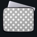 Weiße Polka-Punkte auf grau Laptopschutzhülle<br><div class="desc">Weiße Polka-Punkte auf grau</div>
