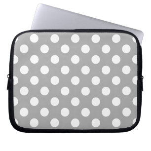 Weiße Polka-Punkte auf grau Laptopschutzhülle