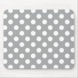 Weiße Polka-Punkte auf grau Mousepad<br><div class="desc">Weiße Polka-Punkte auf grau</div>