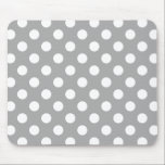 Weiße Polka-Punkte auf grau Mousepad<br><div class="desc">Weiße Polka-Punkte auf grau</div>