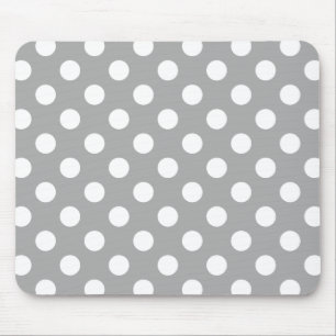 Weiße Polka-Punkte auf grau Mousepad