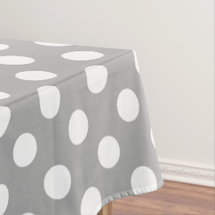 Weiße Polka-Punkte auf grau Tischdecke
