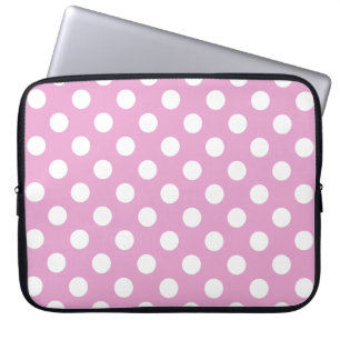 Weiße Polka-Punkte auf hellrosa Laptopschutzhülle