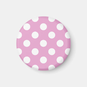 Weiße Polka-Punkte auf hellrosa Magnet