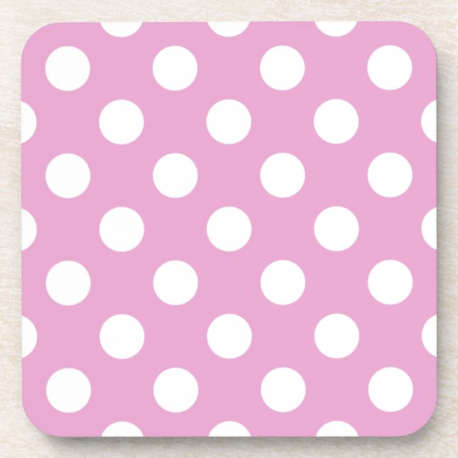 Weiße Polka-Punkte auf hellrosa Untersetzer (Vorderseite)