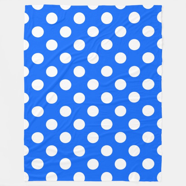 Weiße Polka Punkte auf königsblau Fleecedecke (Vorderseite)