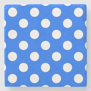 Weiße Polka Punkte auf königsblau Steinuntersetzer