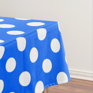 Weiße Polka Punkte auf königsblau Tischdecke