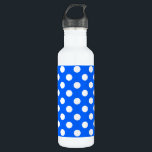 Weiße Polka Punkte auf königsblau Trinkflasche<br><div class="desc">Weiße Polka Punkte auf königsblau</div>