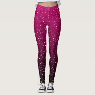Weiße Polka Punkte auf Krimson und schwarzen Gefäl Leggings