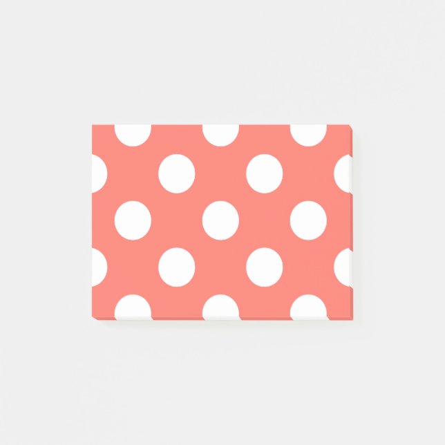 Weiße Polka-Punkte auf lebende Korallen Post-it Klebezettel (Vorderseite)
