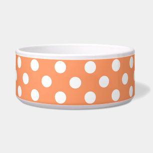 Weiße Polka-Punkte auf Mandarine-Orange Napf