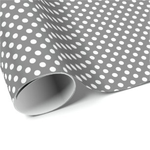 Weiße Polka-Punkte auf mittelgrau Geschenkpapier
