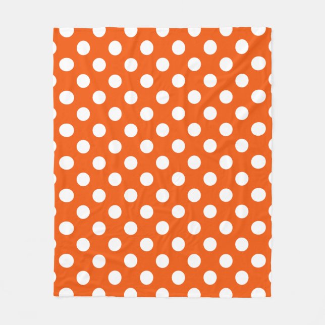 Weiße Polka-Punkte auf Orange Fleecedecke (Vorderseite)