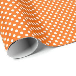 Weiße Polka-Punkte auf Orange Geschenkpapier