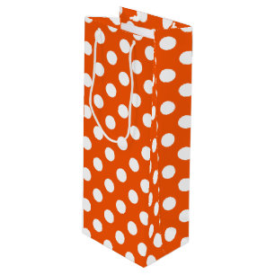 Weiße Polka-Punkte auf Orange Geschenktüte Für Weinflaschen