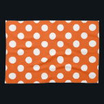 Weiße Polka-Punkte auf Orange Geschirrtuch<br><div class="desc">Weiße Polka-Punkte auf Orange</div>