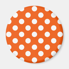 Weiße Polka-Punkte auf Orange Magnet