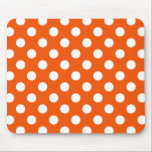 Weiße Polka-Punkte auf Orange Mousepad<br><div class="desc">Weiße Polka-Punkte auf Orange</div>