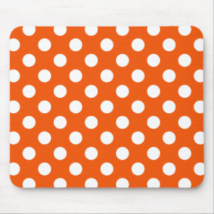 Weiße Polka-Punkte auf Orange Mousepad
