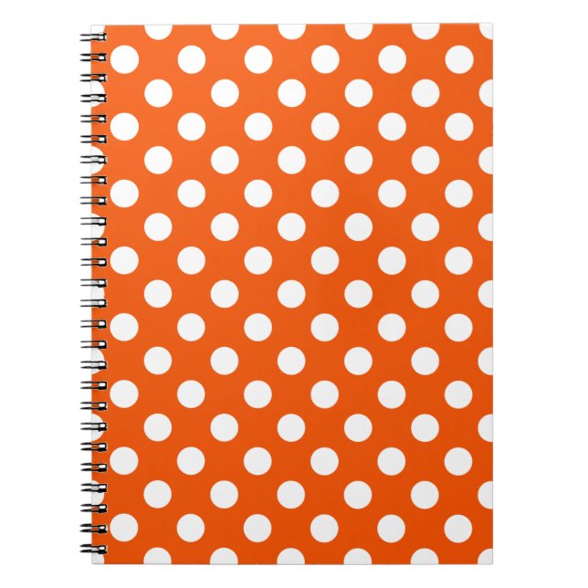 Weiße Polka-Punkte auf Orange Notizblock (Vorderseite)