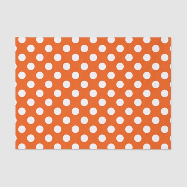 Weiße Polka-Punkte auf Orange Seidenpapier (Vorderseite)