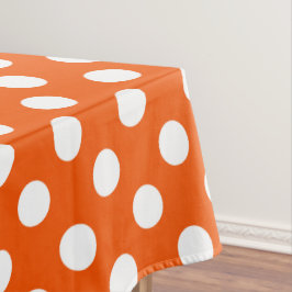 Weiße Polka-Punkte auf Orange Tischdecke