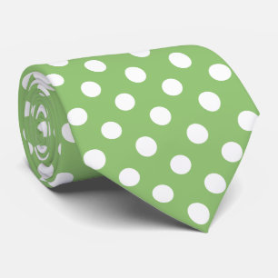 Weiße Polka-Punkte auf Pistachio Green Krawatte