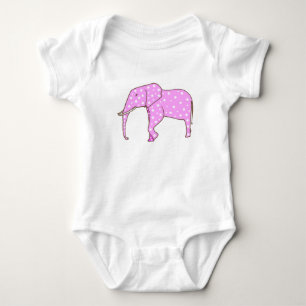 Weiße Polka-Punkte auf rosa Elefant Baby BodyAnzüg Strampler
