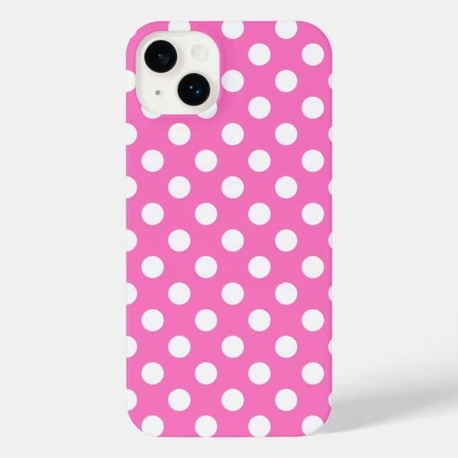 Weiße Polka-Punkte auf rosa iPhone Hülle (Rückseite)