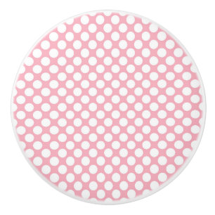 Weiße Polka-Punkte auf rosa Keramikknauf