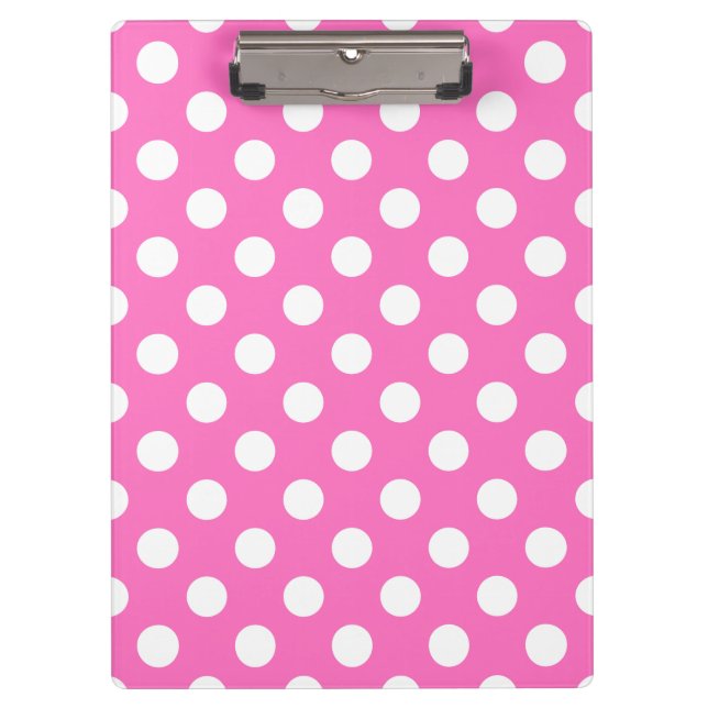 Weiße Polka-Punkte auf rosa Klemmbrett (Vorderseite)