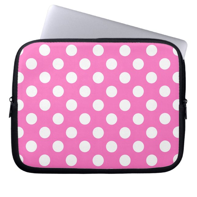 Weiße Polka-Punkte auf rosa Laptopschutzhülle (Vorderseite)