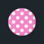Weiße Polka-Punkte auf rosa Magnet<br><div class="desc">Weiße Polka-Punkte auf rosa</div>