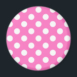 Weiße Polka-Punkte auf rosa Magnet<br><div class="desc">Weiße Polka-Punkte auf rosa</div>