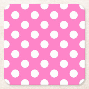 Weiße Polka-Punkte auf rosa Rechteckiger Pappuntersetzer