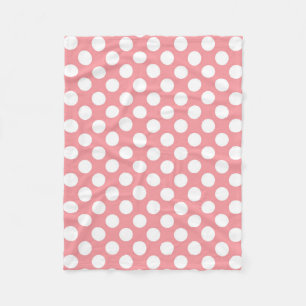 Weiße Polka Punkte auf rosa Untergrund Fleecedecke